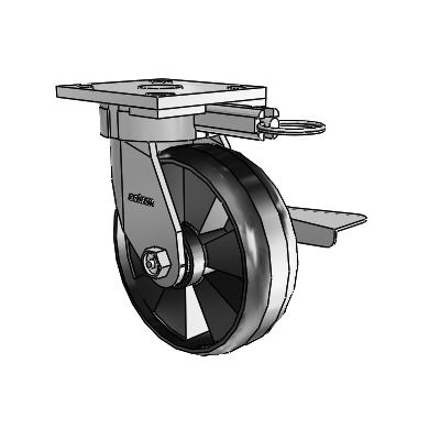 4 Series Kingpinless Casters Top Plate Swivel Caster with 6 x 2 Maxim wheel and Side Lock Brake
