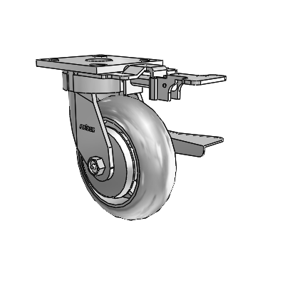 4 Series Kingpinless Casters Top Plate Swivel Caster with 6 x 2 Performa Rubber (Round/Grey) wheel and Side Lock Brake