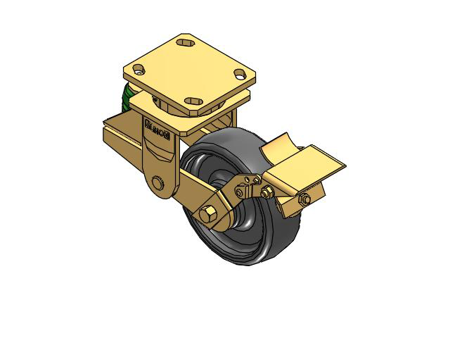 141 Series Top Plate Swivel Caster with 6 x 2 Grey Elastomer SE - Solid Elastomer Wheel and Brake