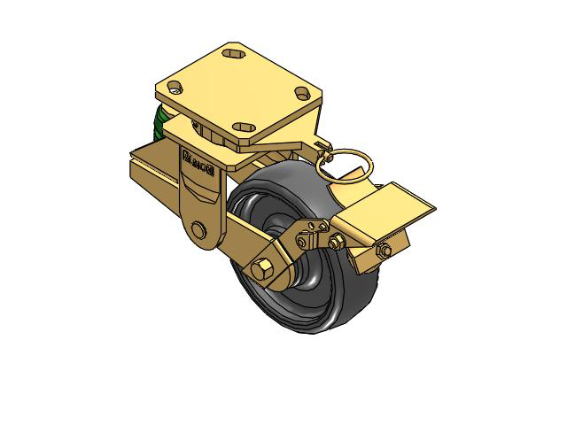 141 Series Top Plate Swivel Caster with 6 x 2 Grey Elastomer SE - Solid Elastomer Wheel and Brake