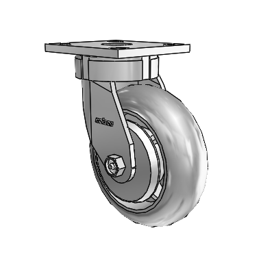 4 Series Kingpinless Casters Top Plate Swivel Caster with 6 x 2 Performa Rubber (Round/Grey) wheel