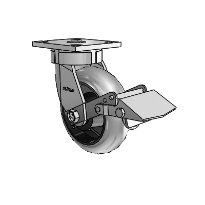 4 Series Kingpinless Casters Top Plate Swivel Caster with 6 x 2 Performa Rubber (Round/Conductive) wheel and Tread Lock Brake