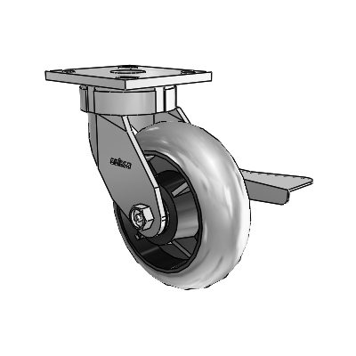 4 Series Kingpinless Casters Top Plate Swivel Caster with 6 x 2 Performa Rubber (Round/Conductive) wheel and Side Lock Brake