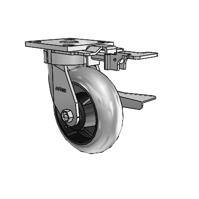 4 Series Kingpinless Casters Top Plate Swivel Caster with 6 x 2 Performa Rubber (Round/Conductive) wheel and Side Lock Brake