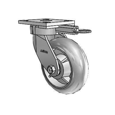4 Series Kingpinless Casters Top Plate Swivel Caster with 6 x 2 Performa Rubber (Round/Grey) wheel