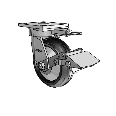 4 Series Kingpinless Casters Top Plate Swivel Caster with 6 x 2 Trans-forma LT (Round) wheel and Tread Lock Brake
