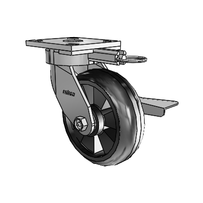 4 Series Kingpinless Casters Top Plate Swivel Caster with 6 x 2 Trans-forma LT (Round) wheel and Side Lock Brake