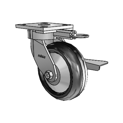 4 Series Kingpinless Casters Top Plate Swivel Caster with 6 x 2 Trans-forma LT (Round) wheel and Side Lock Brake