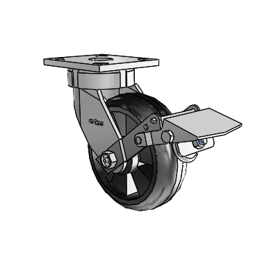 4 Series Kingpinless Casters Top Plate Swivel Caster with 6 x 2 Trans-forma LT (Round) wheel and Tread Lock Brake
