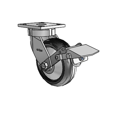 4 Series Kingpinless Casters Top Plate Swivel Caster with 6 x 2 Trans-forma LT (Round) wheel and Tread Lock Brake