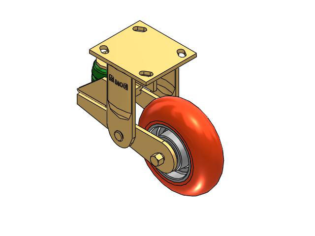 141 Series Top Plate Rigid Caster with 6 x 2 Orange Tread on Aluminum Core UA - Magnum Polyurethane (Aluminum Core) Wheel
