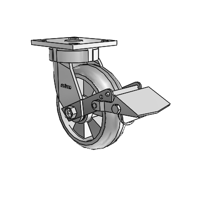 4 Series Kingpinless Casters Top Plate Swivel Caster with 6 x 2 Trans-forma (Round) wheel and Tread Lock Brake