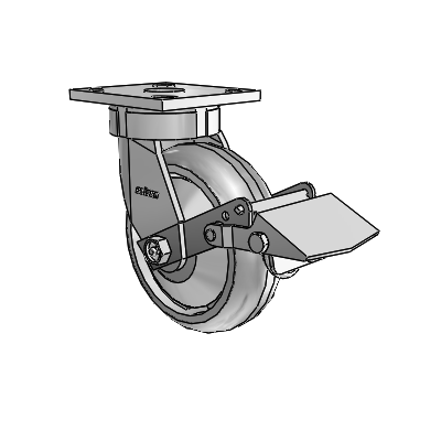 4 Series Kingpinless Casters Top Plate Swivel Caster with 6 x 2 Trans-forma (Round) wheel and Tread Lock Brake