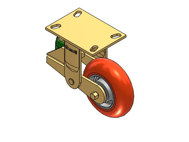 141 Series Top Plate Rigid Caster with 6 x 2 Orange Tread on Aluminum Core UA - Magnum Polyurethane (Aluminum Core) Wheel