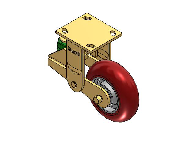 141 Series Top Plate Rigid Caster with 6 x 2 Red Tread on Aluminum Core UA - Magnum Polyurethane (Aluminum Core) Wheel