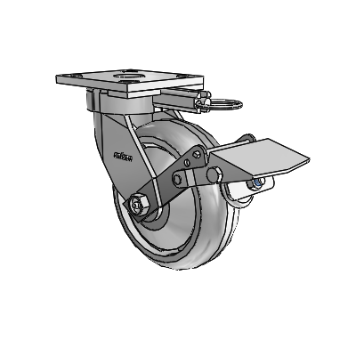 4 Series Kingpinless Casters Top Plate Swivel Caster with 6 x 2 Trans-forma HD (Round) wheel and Tread Lock Brake