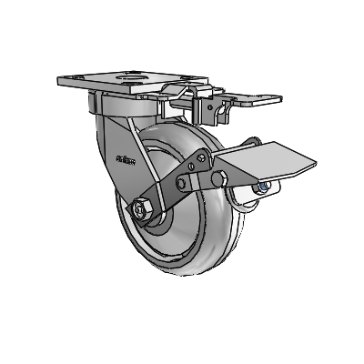 4 Series Kingpinless Casters Top Plate Swivel Caster with 6 x 2 Trans-forma HD (Round) wheel and Tread Lock Brake
