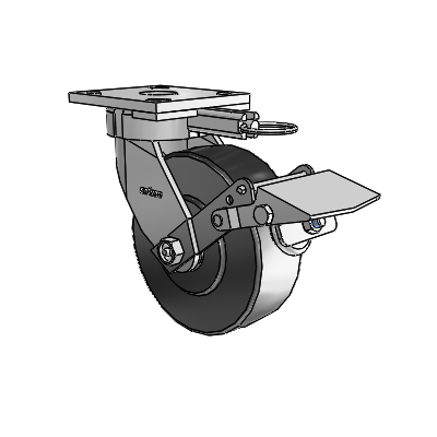 4 Series Kingpinless Casters Top Plate Swivel Caster with 6 x 2 Commander HD wheel and Tread Lock Brake