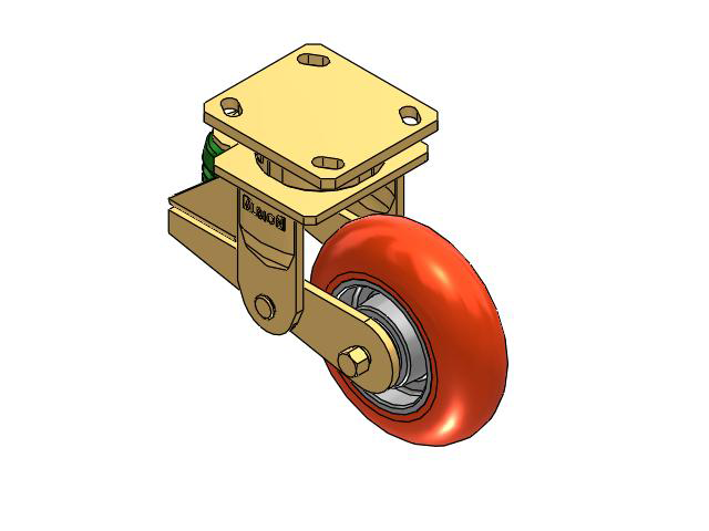 141 Series Top Plate Swivel Caster with 6 x 2 Orange Tread on Aluminum Core UA - Magnum Polyurethane (Aluminum Core) Wheel