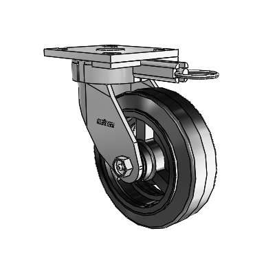 4 Series Kingpinless Casters Top Plate Swivel Caster with 6 x 2 MR - Moldon Rubber (Cast Iron Core) wheel