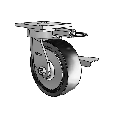 4 Series Kingpinless Casters Top Plate Swivel Caster with 6 x 2 Polyolefin wheel and Side Lock Brake