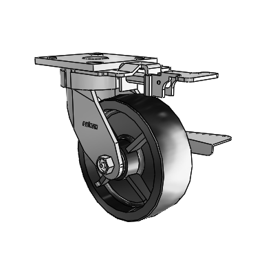 4 Series Kingpinless Casters Top Plate Swivel Caster with 6 x 2 Polyolefin wheel and Side Lock Brake
