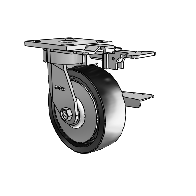4 Series Kingpinless Casters Top Plate Swivel Caster with 6 x 2 Polyolefin wheel and Side Lock Brake