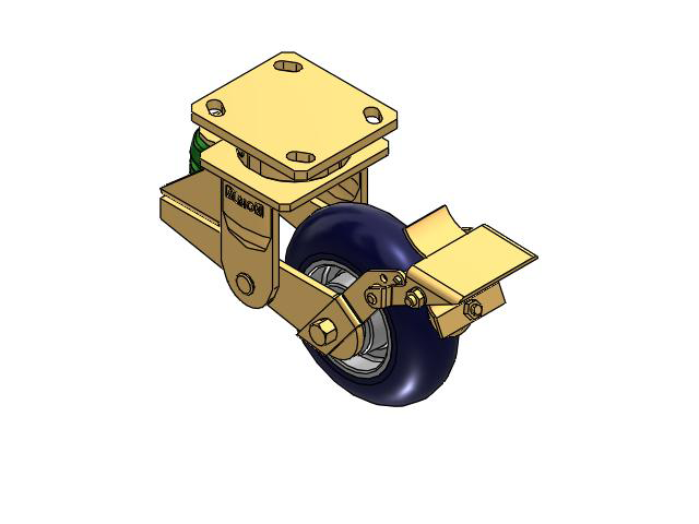 141 Series Top Plate Swivel Caster with 6 x 2 Blue Tread on Aluminum Core UA - Magnum Polyurethane (Aluminum Core) Wheel and Brake