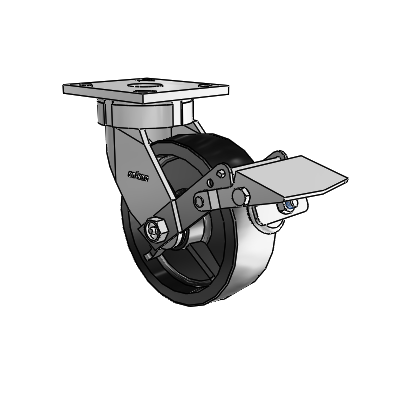 Roulettes sans pivot de la série 4 – Roulette pivotante à plaque supérieure avec roue en polyoléfine 6 x 2 et frein Tread Lock