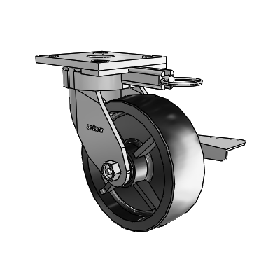 4 Series Kingpinless Casters Top Plate Swivel Caster with 6 x 2 Polyolefin wheel and Side Lock Brake