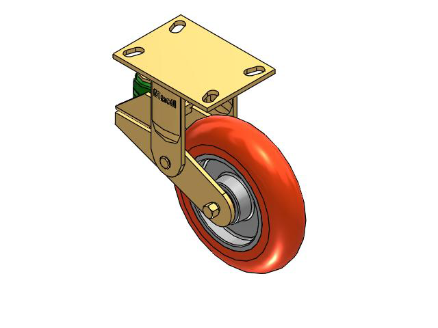 141 Series Top Plate Rigid Caster with 8 x 2 Orange Tread on Aluminum Core UA - Magnum Polyurethane (Aluminum Core) Wheel