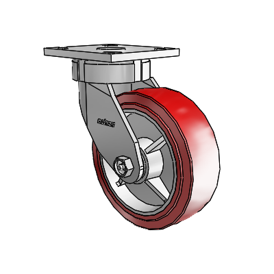 Roulettes sans pivot de la série 4 : roulette pivotante à plaque supérieure équipée d'une roue en polyuréthane HI-TECH de 6 x 2