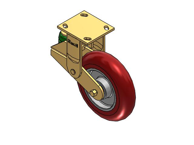 141 Series Top Plate Rigid Caster with 8 x 2 Red Tread on Aluminum Core UA - Magnum Polyurethane (Aluminum Core) Wheel