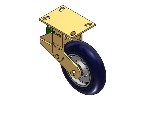 141 Series Top Plate Rigid Caster with 8 x 2 Blue Tread on Aluminum Core UA - Magnum Polyurethane (Aluminum Core) Wheel