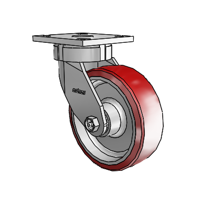 4 Series Kingpinless Casters Top Plate Swivel Caster with 6 x 2 Moldon Polyurethane (Aluminum Core) wheel