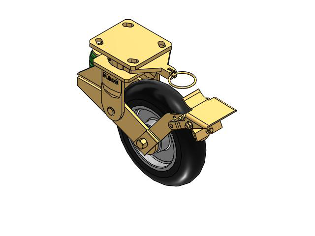 141 Series Top Plate Swivel Caster with 8 x 2 Black Tread on Aluminum Core UA - Magnum Polyurethane (Aluminum Core) Wheel and Brake