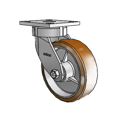 4 Series Kingpinless Casters Top Plate Swivel Caster with 6 x 2 Moldon Nylon (Aluminum Core) wheel