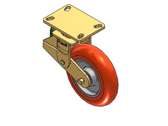 141 Series Top Plate Swivel Caster with 8 x 2 Orange Tread on Aluminum Core UA - Magnum Polyurethane (Aluminum Core) Wheel