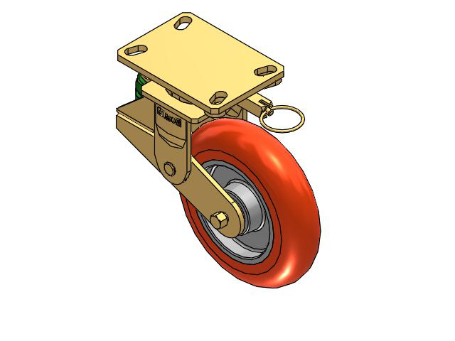 141 Series Top Plate Swivel Caster with 8 x 2 Orange Tread on Aluminum Core UA - Magnum Polyurethane (Aluminum Core) Wheel