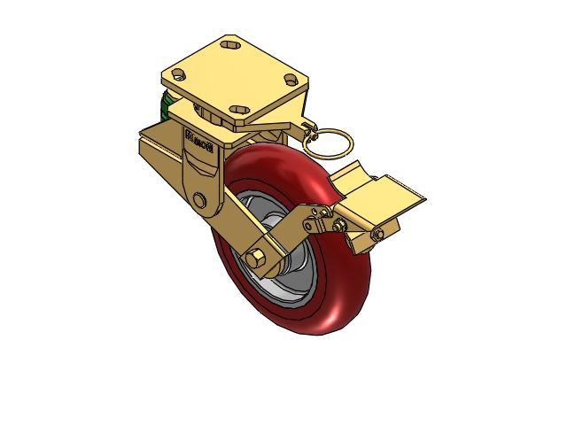 141 Series Top Plate Swivel Caster with 8 x 2 Red Tread on Aluminum Core UA - Magnum Polyurethane (Aluminum Core) Wheel and Brake