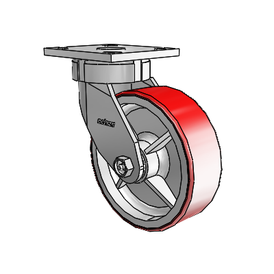 4 Series Kingpinless Casters Top Plate Swivel Caster with 6 x 2 Moldon Polyurethane (Cast Iron Core) wheel