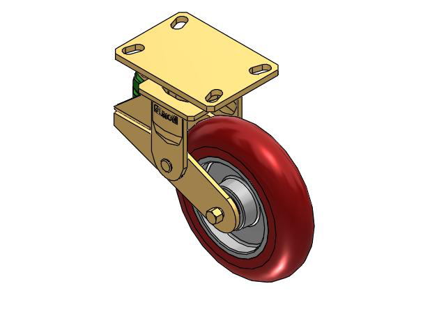 141 Series Top Plate Swivel Caster with 8 x 2 Red Tread on Aluminum Core UA - Magnum Polyurethane (Aluminum Core) Wheel