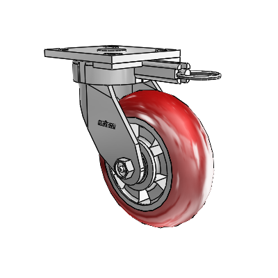 4 Series Kingpinless Casters Top Plate Swivel Caster with 6 x 2 Triumph (Round/Red) wheel