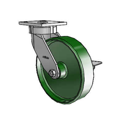 4 Series Kingpinless Casters Top Plate Swivel Caster with 8 x 2 Cast Iron wheel and Side Lock Brake