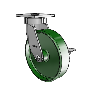 4 Series Kingpinless Casters Top Plate Swivel Caster with 8 x 2 Cast Iron wheel and Side Lock Brake