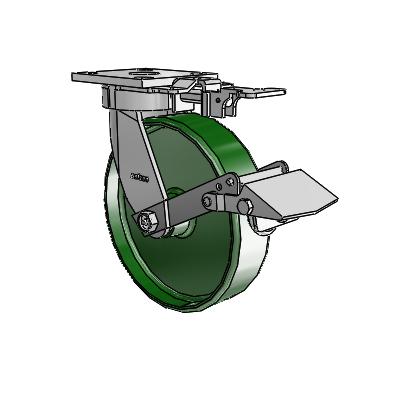 4 Series Kingpinless Casters Top Plate Swivel Caster with 8 x 2 Cast Iron wheel and Tread Lock Brake