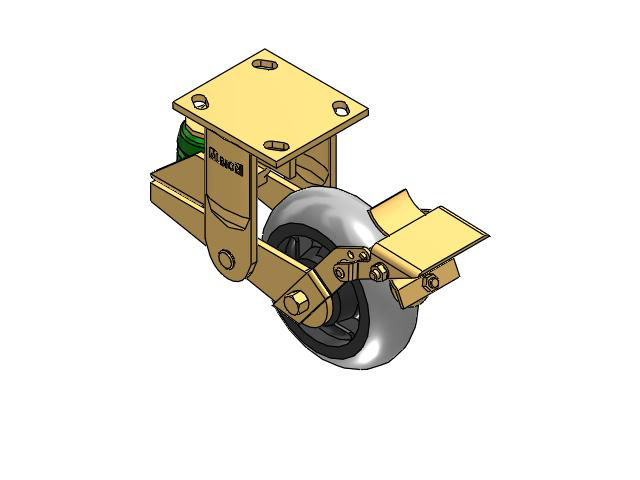 141 Series Top Plate Rigid Caster with 6 x 2 Grey Tread on Grey Core XP - X-treme Plus Solid Polyurethane Wheel and Brake