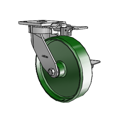 4 Series Kingpinless Casters Top Plate Swivel Caster with 8 x 2 Cast Iron wheel and Side Lock Brake
