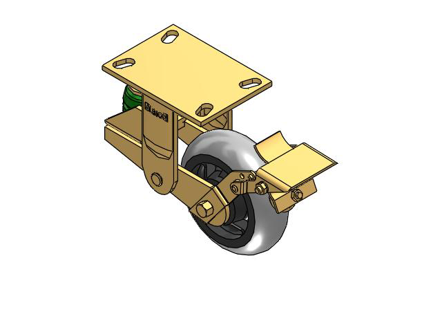 141 Series Top Plate Rigid Caster with 6 x 2 Grey Tread on Grey Core XP - X-treme Plus Solid Polyurethane Wheel and Brake