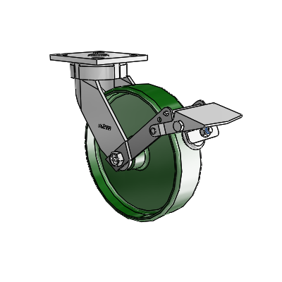 4 Series Kingpinless Casters Top Plate Swivel Caster with 8 x 2 Cast Iron wheel and Tread Lock Brake